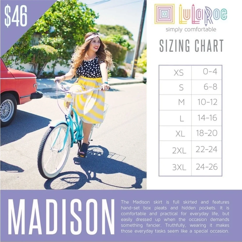 Pleated Bird Skirt With Pockets LuLaRoe Madison - Picture 9 of 9